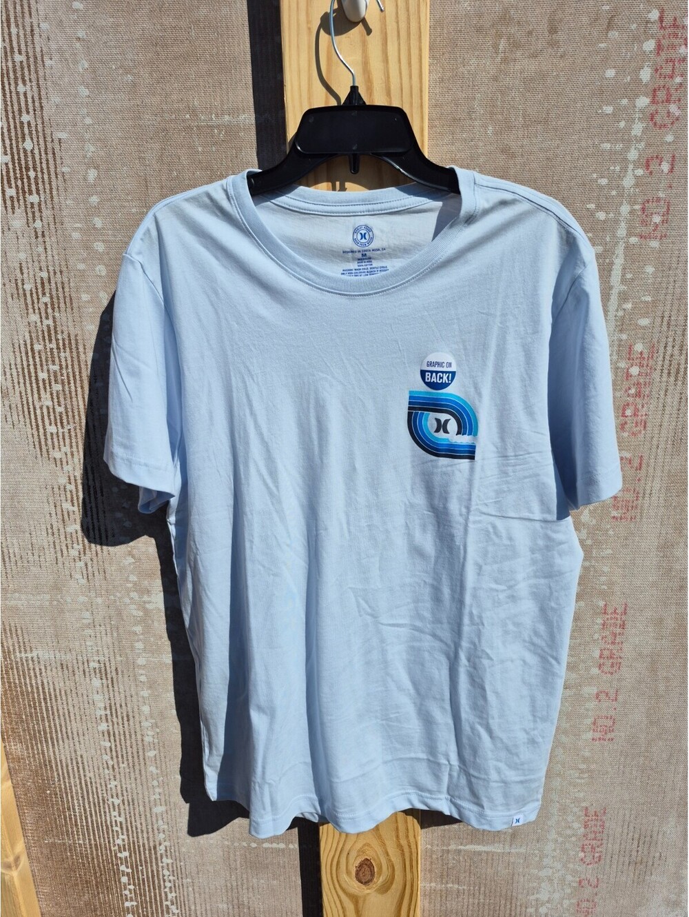 Hurely Light Blue Mens Graphic Tee T-Shirt New Surf Size Medium M